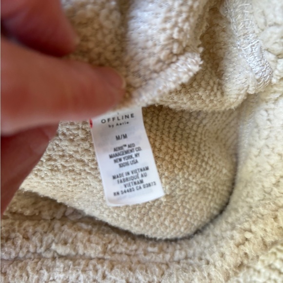 Aerie Offline Sherpa Cropped Quarter Zip Soft Oat Women's Size M - Picture 5 of 10